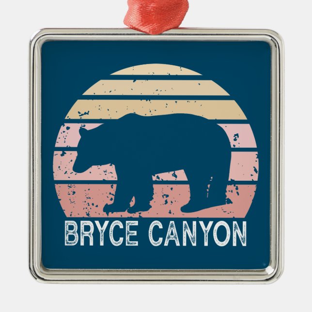 Bryce Canyon National Park Retro Bear Julgransprydnad Metall (Framsidan)