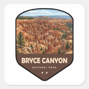 Bryce Canyon National Park-sköld Fyrkantigt Klistermärke