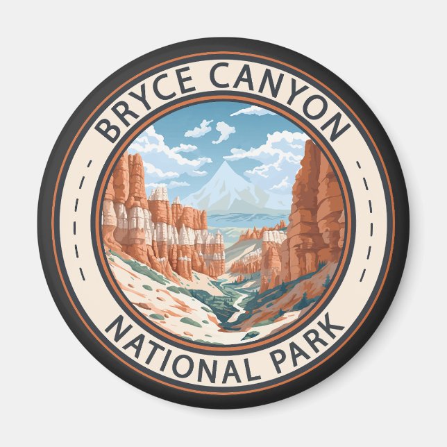Bryce Canyon National Park Trail Illustration Art Magnet (Framsidan)