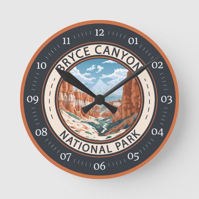 Bryce Canyon National Park Trail Illustration Art Rund Klocka (Framsida)