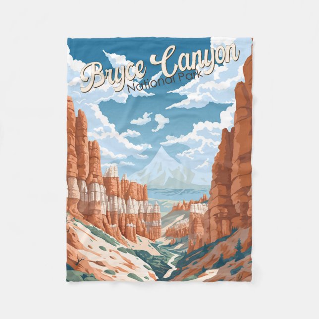 Bryce Canyon National Park Trail Illustration Fleecefilt (Framsidan)