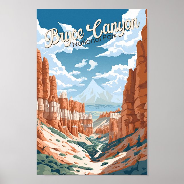 Bryce Canyon National Park Trail Illustration Poster (Framsidan)