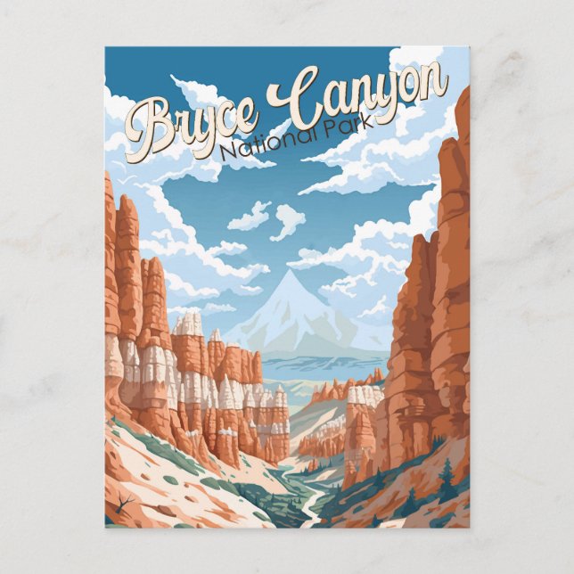 Bryce Canyon National Park Trail Illustration Vykort (Framsida)