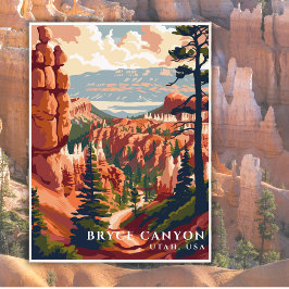 Bryce Canyon National Park USA Travel Watercolor Vykort