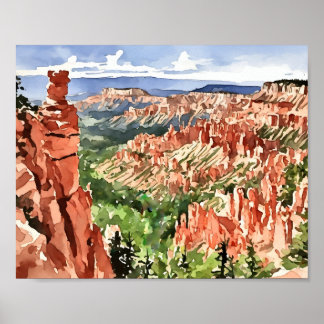 Bryce Canyon National Park Watercolor Poster
