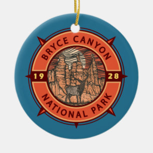 Bryce Canyon nationalpark Elk Retro Compass Julgransprydnad Keramik