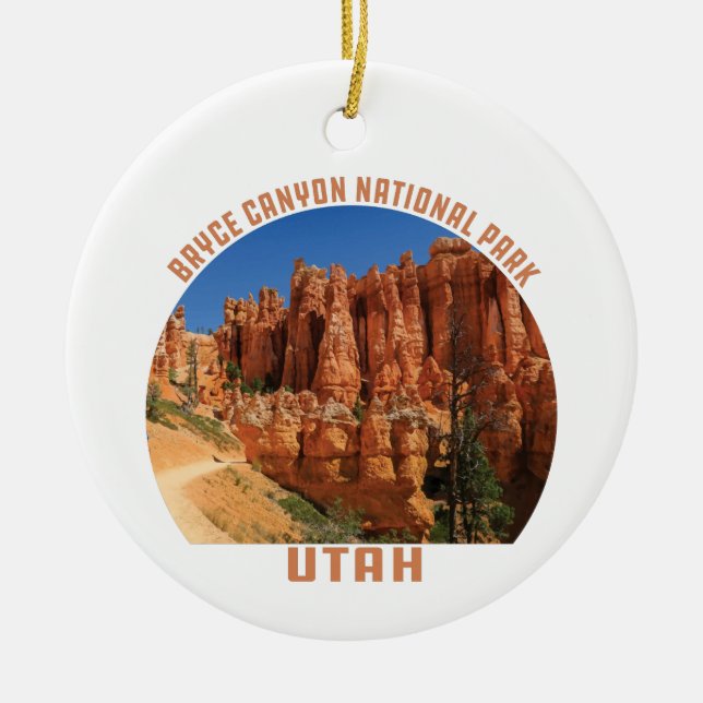 Bryce Canyon nationalpark hoodoos utah vintage Julgransprydnad Keramik (Framsidan)