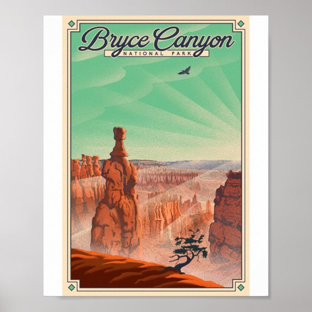 Bryce Canyon nationalpark Litho Artwork Poster (Framsidan)