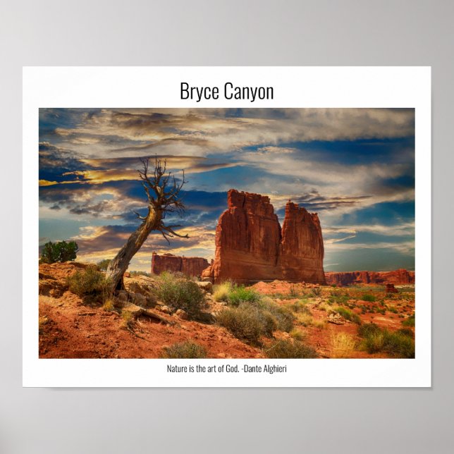 Bryce Canyon nationalpark, naturscen och citat Poster (Framsidan)
