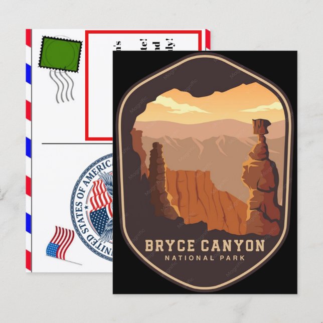 Bryce canyon nationalpark solnedgångsvy helg vykort (Fram/baksida)