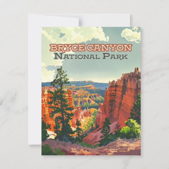 Bryce Canyon nationalpark Utah Hoodoo Retro Card (Framsida)