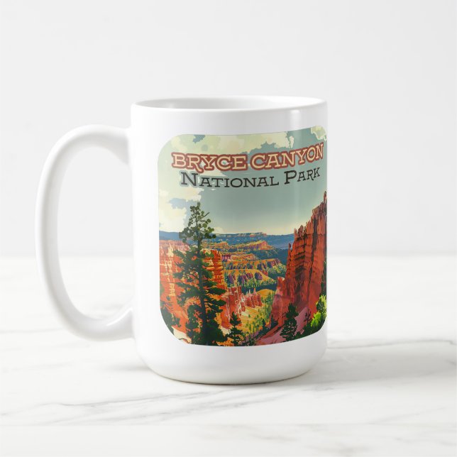 Bryce Canyon nationalpark Utah Hoodoo Retro Kaffemugg (Vänster)
