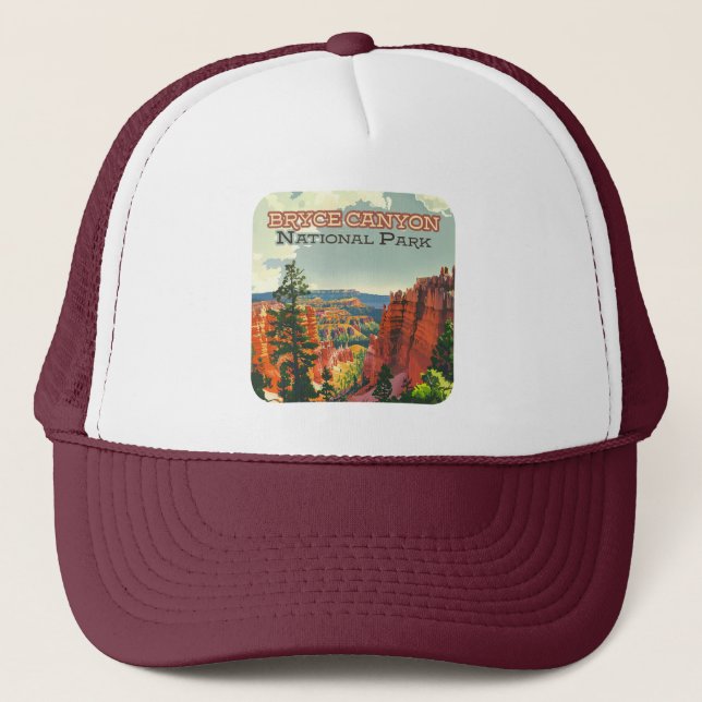 Bryce Canyon nationalpark Utah Hoodoo Retro Keps (Framsida)