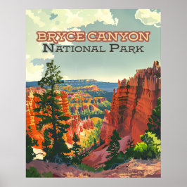 Bryce Canyon nationalpark Utah Hoodoo Retro Poster