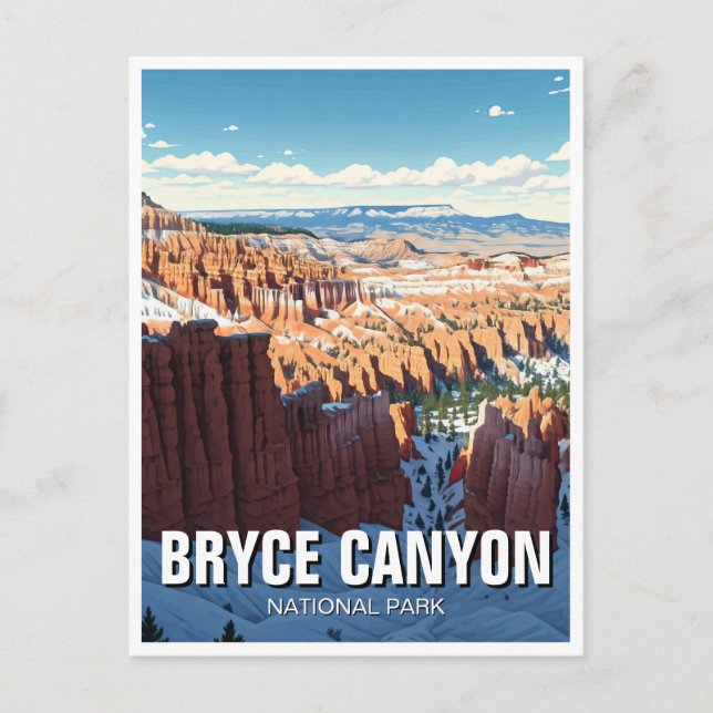 Bryce Canyon nationalpark Utah Winter Vykort (Framsida)