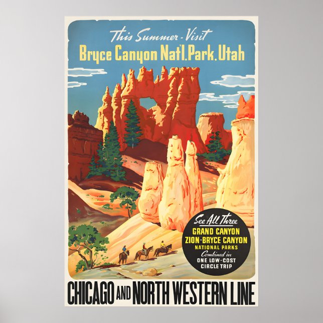 Bryce Canyon Nationalpark Vintageaffisch Poster (Framsidan)