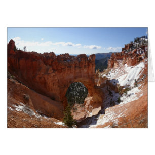 Bryce Canyon Natural Bridge Snowy Ligcape Photo Hälsningskort