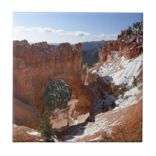 Bryce Canyon Natural Bridge Snowy Ligcape Photo Kakelplatta