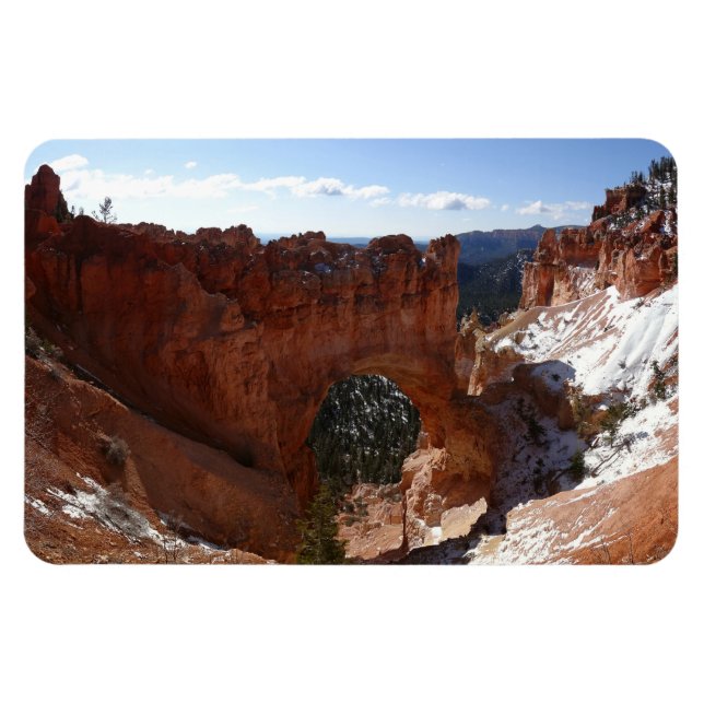 Bryce Canyon Natural Bridge Snowy Ligcape Photo Magnet (Horisontell)