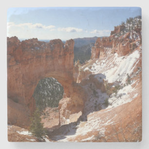 Bryce Canyon Natural Bridge Snowy Ligcape Photo Underlägg Sten