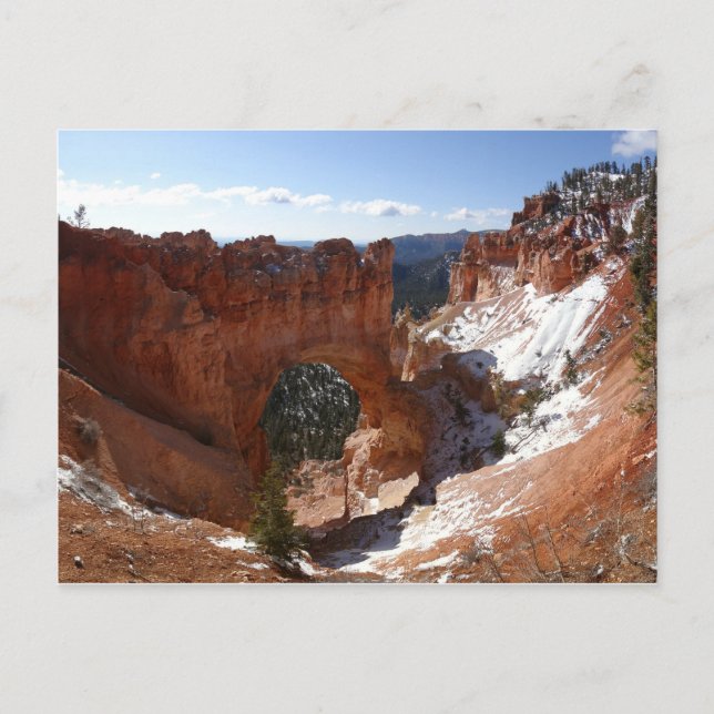 Bryce Canyon Natural Bridge Snowy Ligcape Photo Vykort (Framsida)