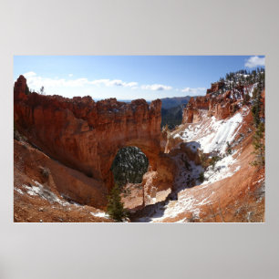 Bryce Canyon Naturlig Bro Snöig Landskapsfoto Poster