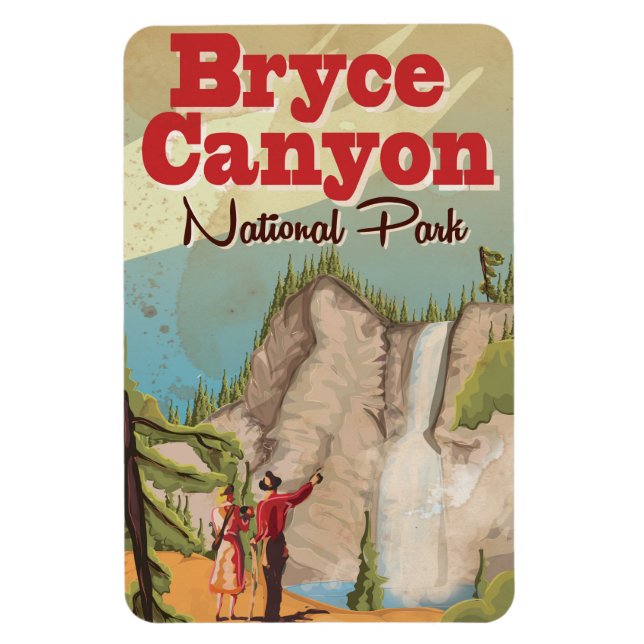 Bryce Canyon Vintage Resemalannonsaffisch Magnet (Vertikal)