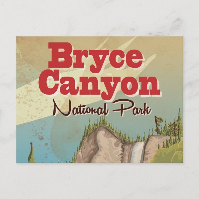 Bryce Canyon Vintage Resemalannonsaffisch Vykort (Framsida)