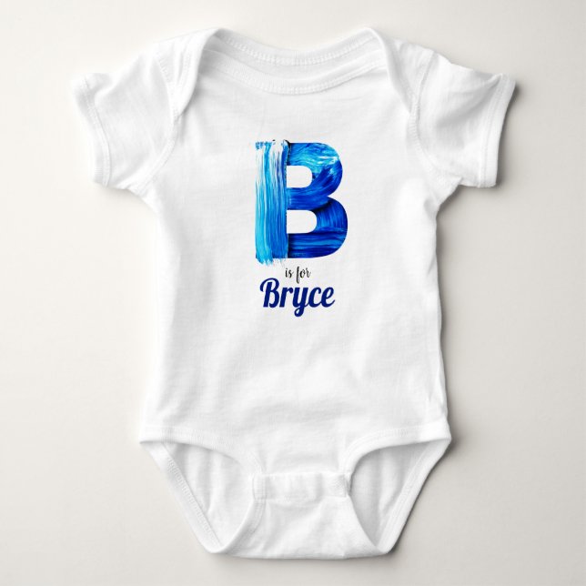 Bryce Namn Reveal Brev Boy Blue Nyfödd T Shirt (Framsida)