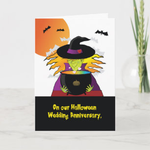 Brygd för Halloween bröllopsdaghäxor Kort