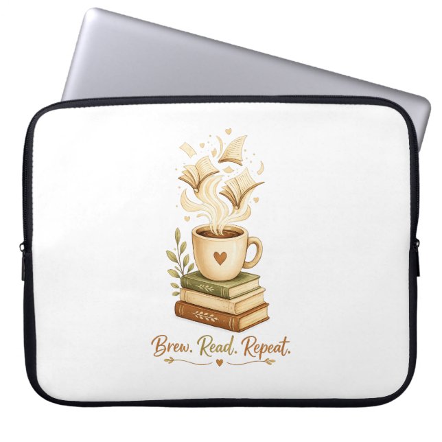 Brygg. Läs. Upprepa. | Mysig kaffe & bokälskare  Laptop Fodral (Framsidan)