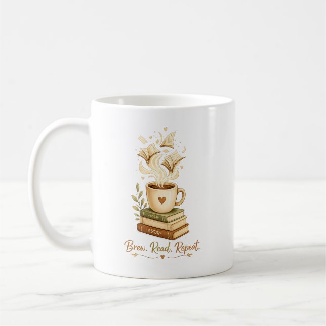 Brygg. Läs. Upprepa. | Mysig kaffe och bokälskare  Kaffemugg (Vänster)