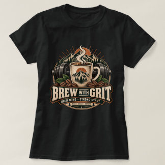 Brygg med envis vintage kaffefitness styrka t shirt