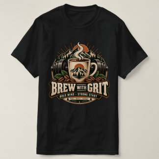 Brygg med envis vintage kaffefitness styrka t shirt