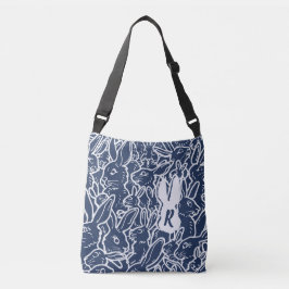 Brygga blå kanin Doodle Mönster Purse Monogram  Axelväska