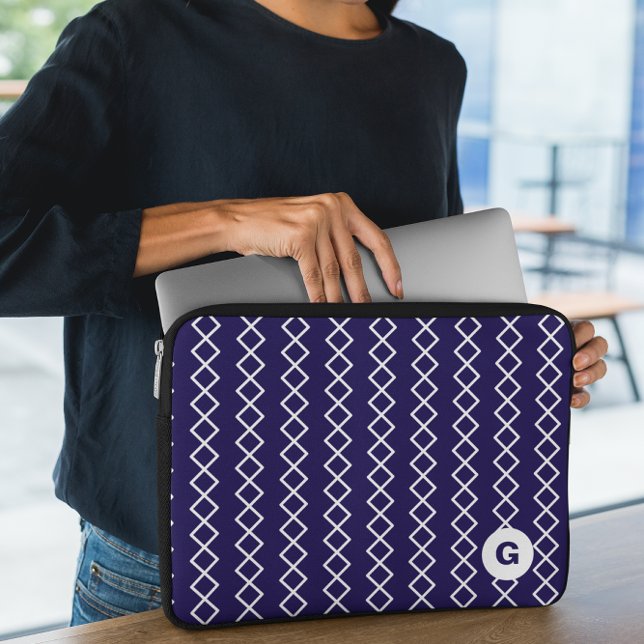 Brygga blå monogram Geometric Laptop sleeve (Skapare uppladdad)