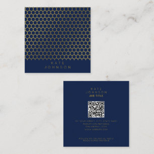 Brygga blå och Guld-hexagonens geometriska QR-kod Fyrkantigt Visitkort