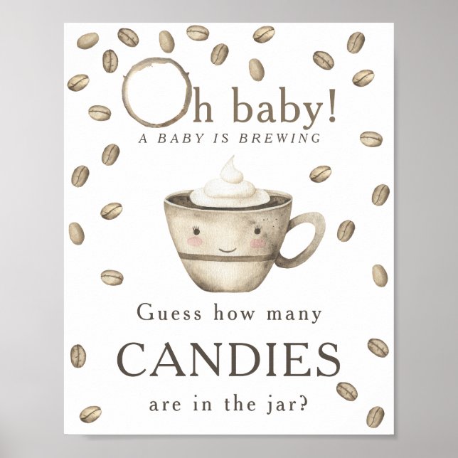 Brygga kaffe - Hur många godisar finns i burken Poster (Framsidan)