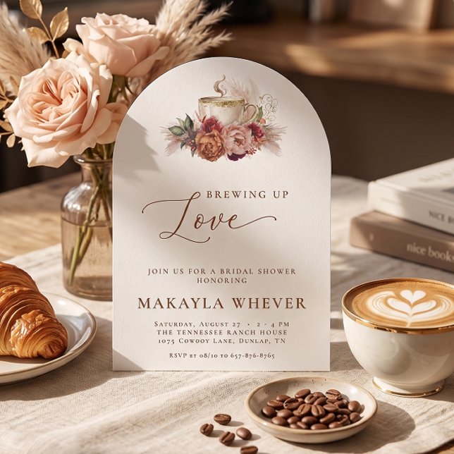 Brygga Kärlek Kaffe Blommig Valvbåge Bröllopsfest Inbjudningar (Skapare uppladdad)