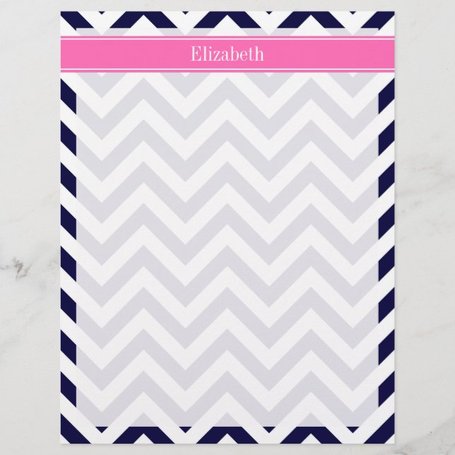 Brygga Lg Chevron HotPink2 Quatrefoil Namn Monogra (Framsida)
