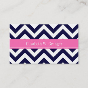 Brygga Lg Chevron HotPink2 Quatrefoil Namn Monogra Visitkort