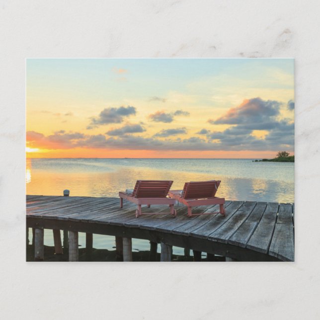Brygga med utsikt över havet, Belize Vykort (Framsida)