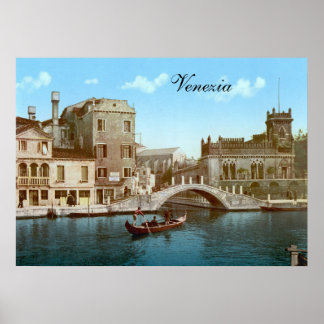 Brygga och kanal i Venedig (1900) Poster