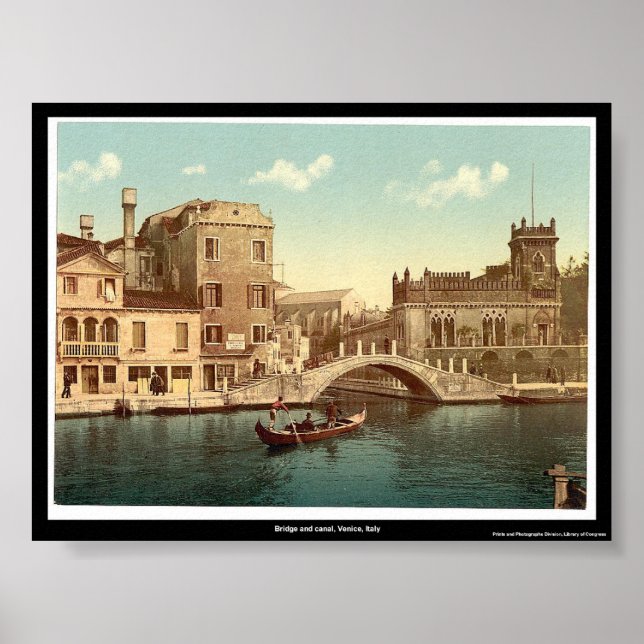 Brygga och kanal, Venedig, Italien Poster (Framsidan)
