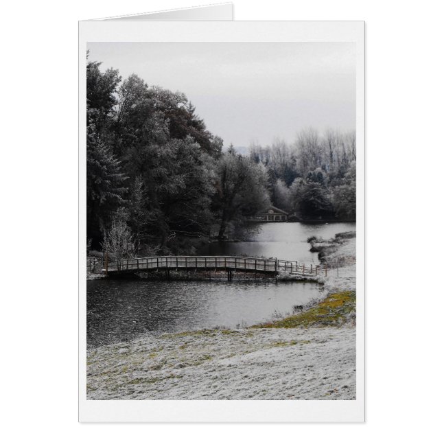 Brygga över isig vatten hälsningskort (Framsidan)