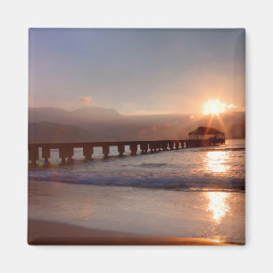 Brygga vid solnedgång, Hawaii Magnet