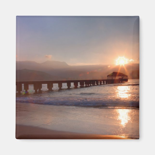 Brygga vid solnedgång, Hawaii Magnet (Framsidan)