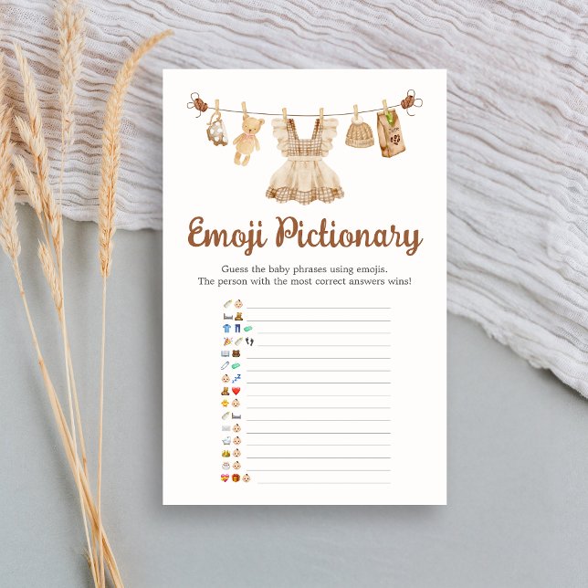 Bryggande kaffe baby shower Emoji Pictionary-spel (Coffee Little Bean Clothesline Baby Shower Emoji Pictionary Game)
