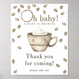 Bryggande kaffe baby shower Tack för att du kom Poster