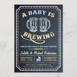 "Bryggar en baby" baby showerinbjudningar (pojken) Inbjudningar